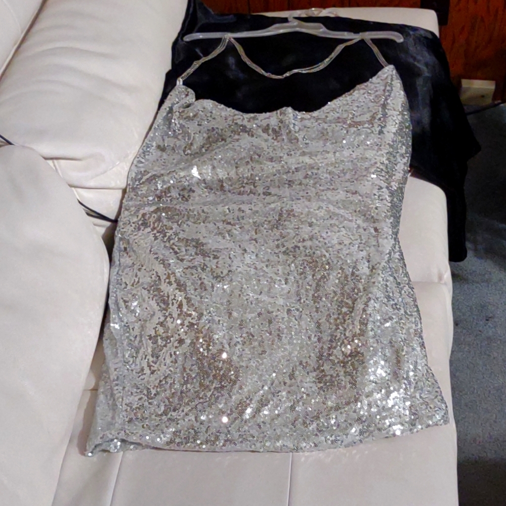 Silver and White Sequin dress